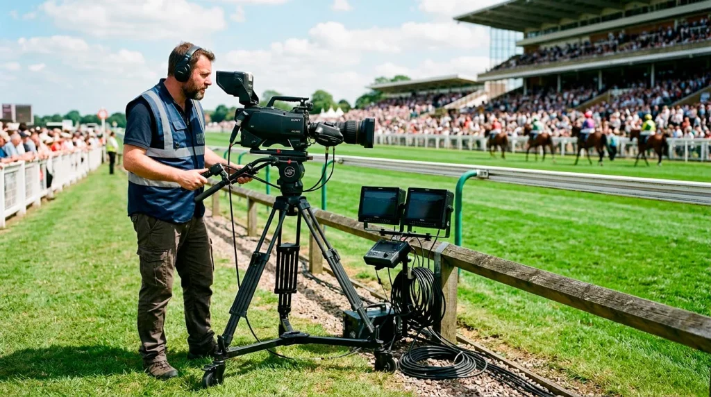 Television broadcast setup for Epsom Oaks live coverage