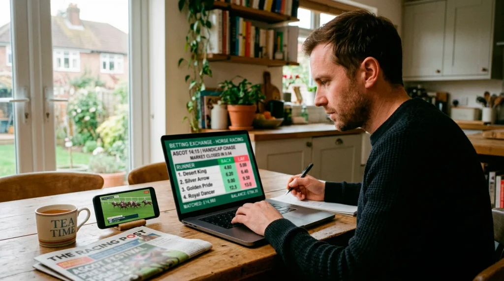 Punter trading Epsom Oaks on betting exchange platform